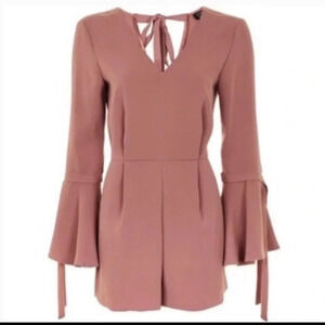 TOPSHOP | Princess Polly Dusty Rose Pink Romper with Flare Sleeve - Size 6